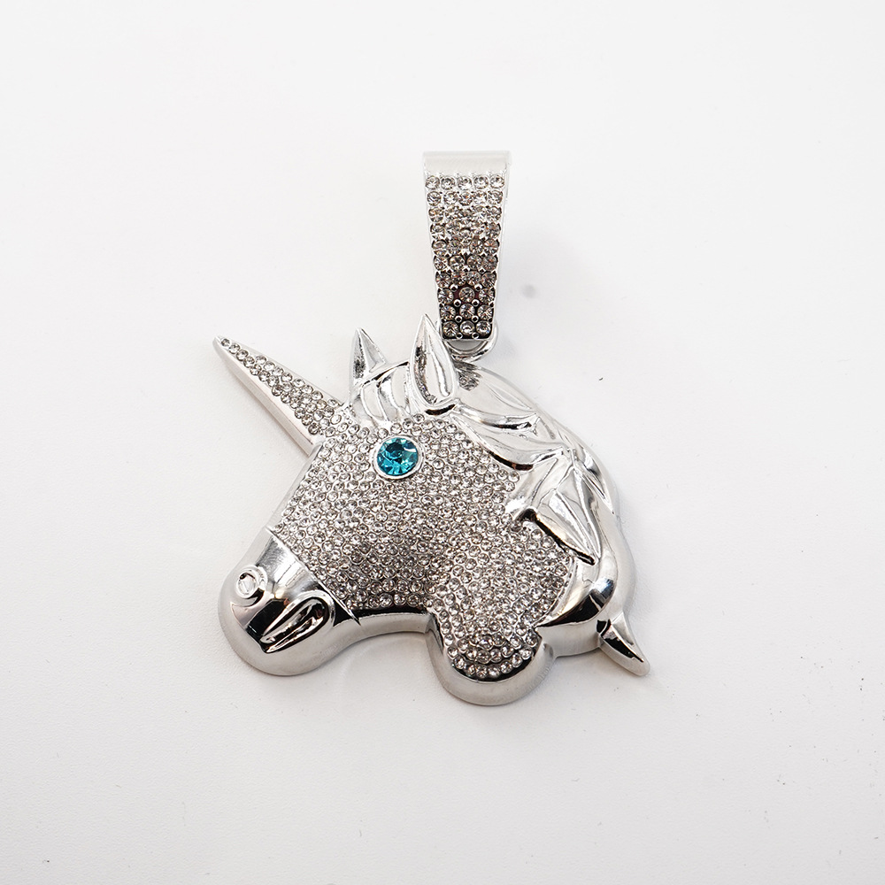 Collar de unicornio de moda europea y americana, nuevo y popular, estilo hip-hop, collar de animales de moda, accesorios de collar personalizados para hombre