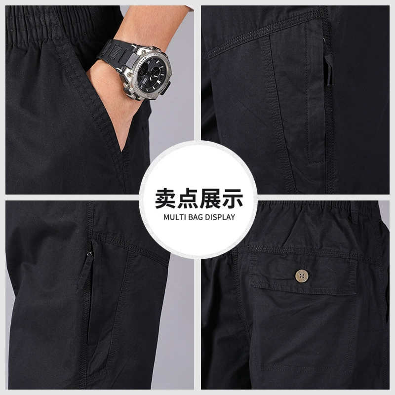 Cotton men's trousers, plus size, loose straight fit