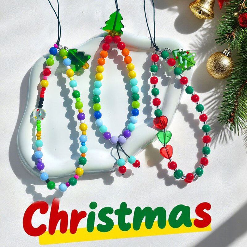 Cross-border new Christmas series phone chain, creative handmade beaded anti-loss lanyard, phone case charm, available for wholesale Cross-border new Christmas series phone chain, creative handmade beaded anti-loss lanyard, phone case charm, available for wholesale