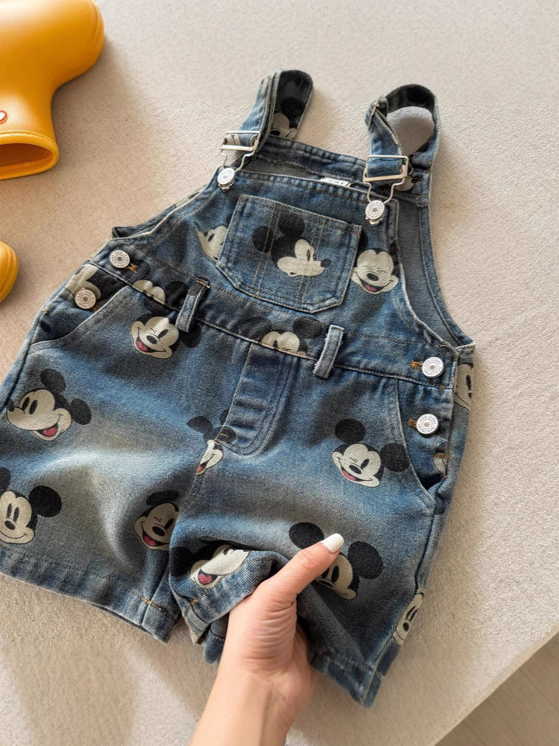 Nuevos pantalones cortos de mezclilla con estampado de dibujos animados sin mangas para niños y bebés, estilo moderno de verano 2026, pantalones cortos de mezclilla finos. image 3