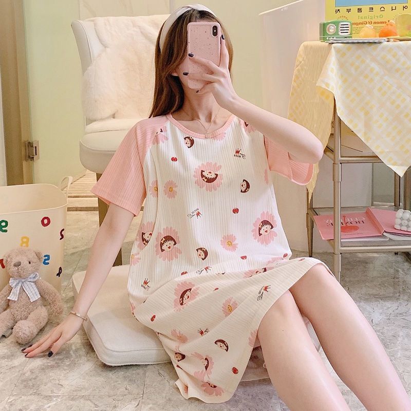 マタニティドレス授乳通気性夏半袖パジャマ授乳ネグリジェ吸汗性産後服産後薄い夏|undefined