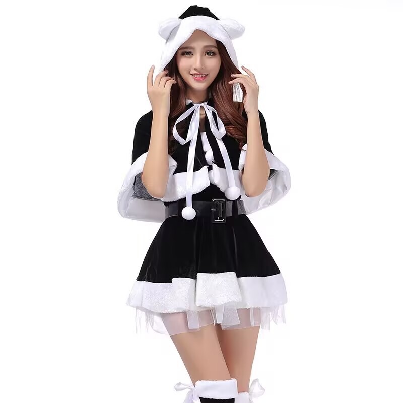 现货 外贸圣诞服装成人女写真服演出服圣诞服饰表演服圣诞连衣裙|undefined