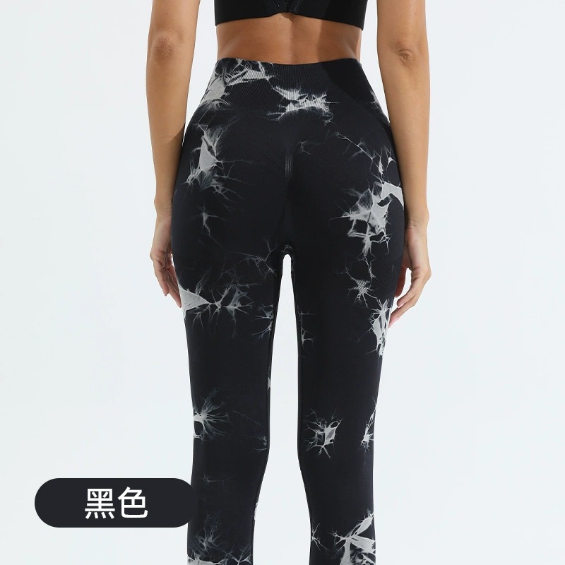 Fábrica directa de ganchos de cadera teñido impresión de yoga fitness pantalones cortos transpirables secos de melocotón