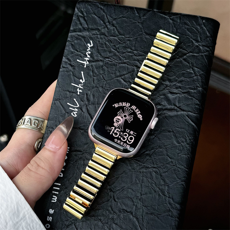 Suitable for Apple Watch AppleWatch10 Strap iwatch98SE High-grade Butterfly Buckle Women's Metal