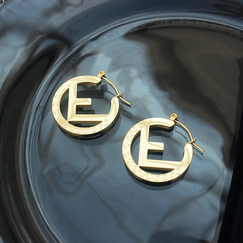 Fashion Geometric Letter Titanium Steel Plating Earrings display picture 4