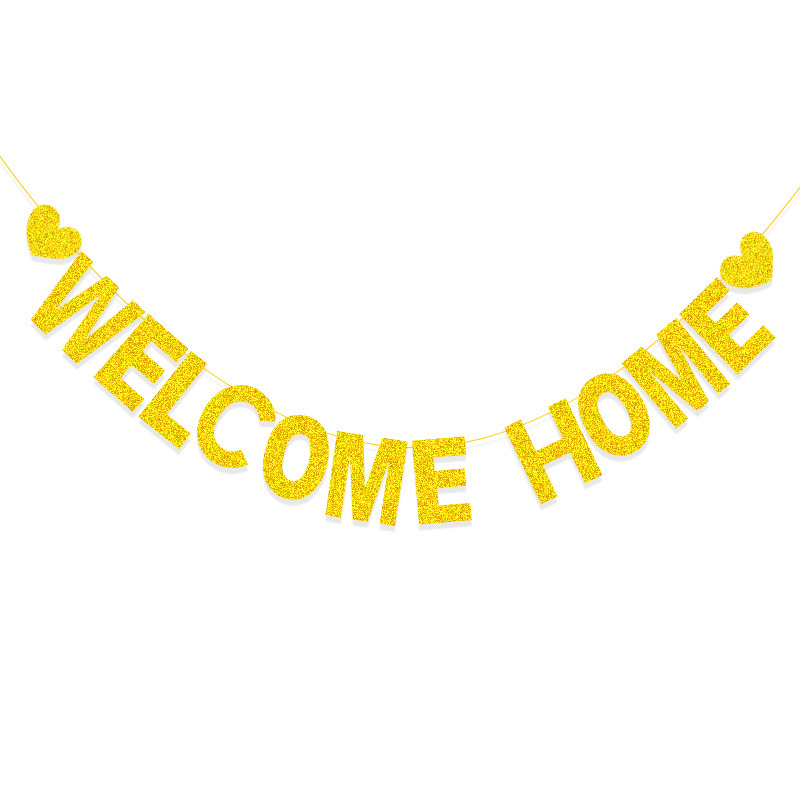 Bienvenido a casa baby shower amor brillo guirnalda partido cadena redonda bandera