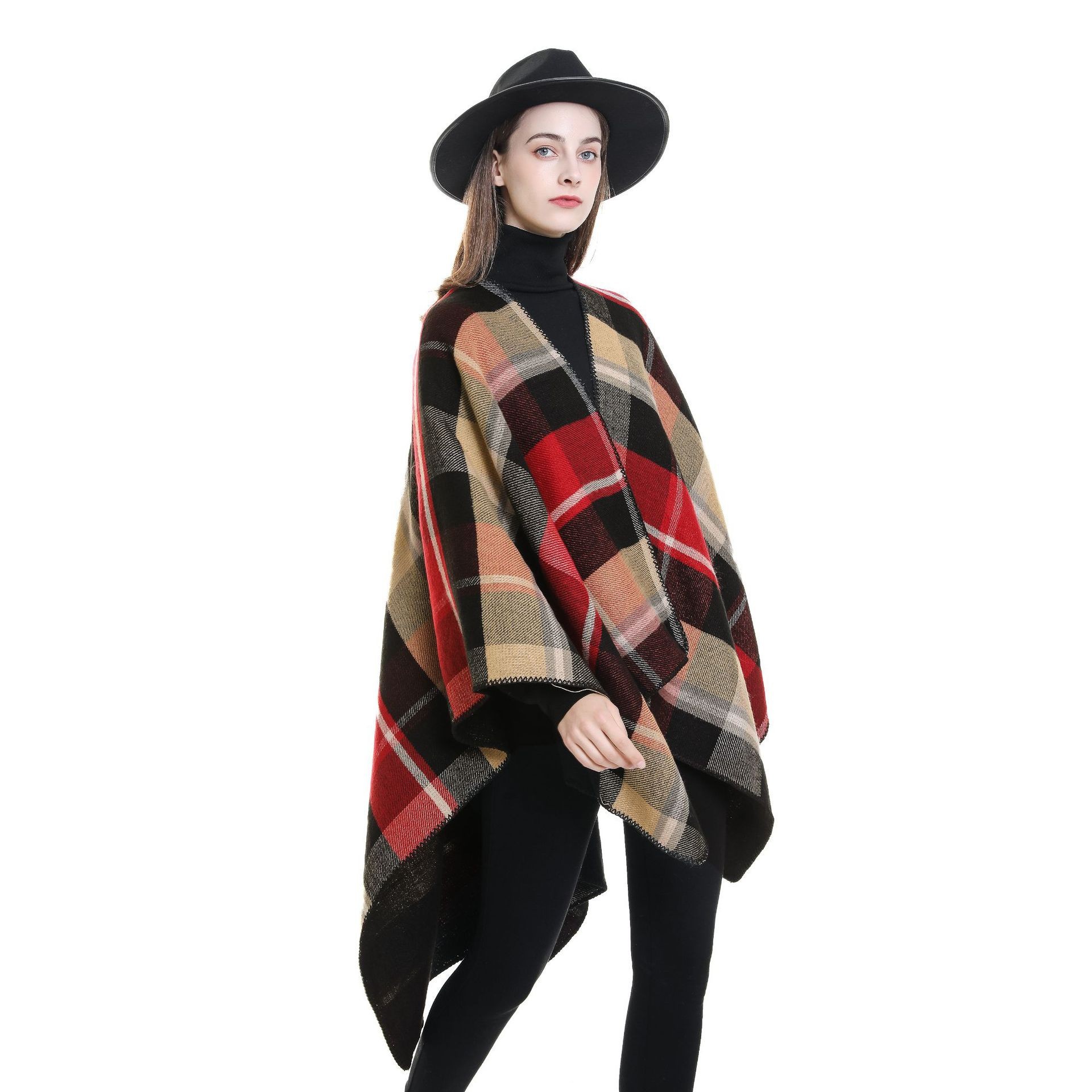 Las mujeres europeas y americanas nuevo 2022 rayas Plaid Cashmere chal moda caliente bufanda grande