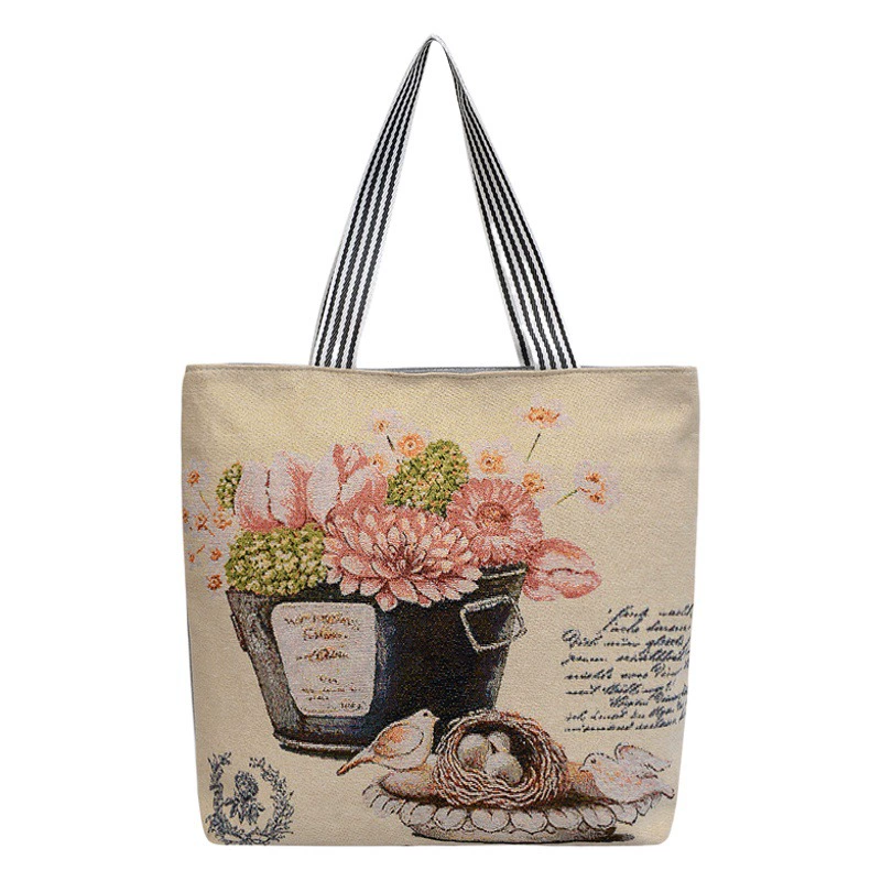 Новая золотая шелковая односторонняя тканевая сумка, модная сумка через плечо для внешней торговли для женщин, милая сумка для покупок, литературная холщовая сумка с трансграничными поставками