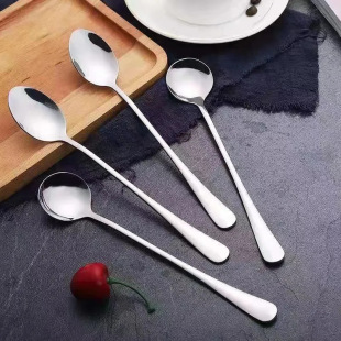 Stainless Steel Long-Handled Mixing Spoon Household Seasoning Spoon Spoon Baby Food Supplement Spoon Creative Cute Ice Spoon Coffee Spoon