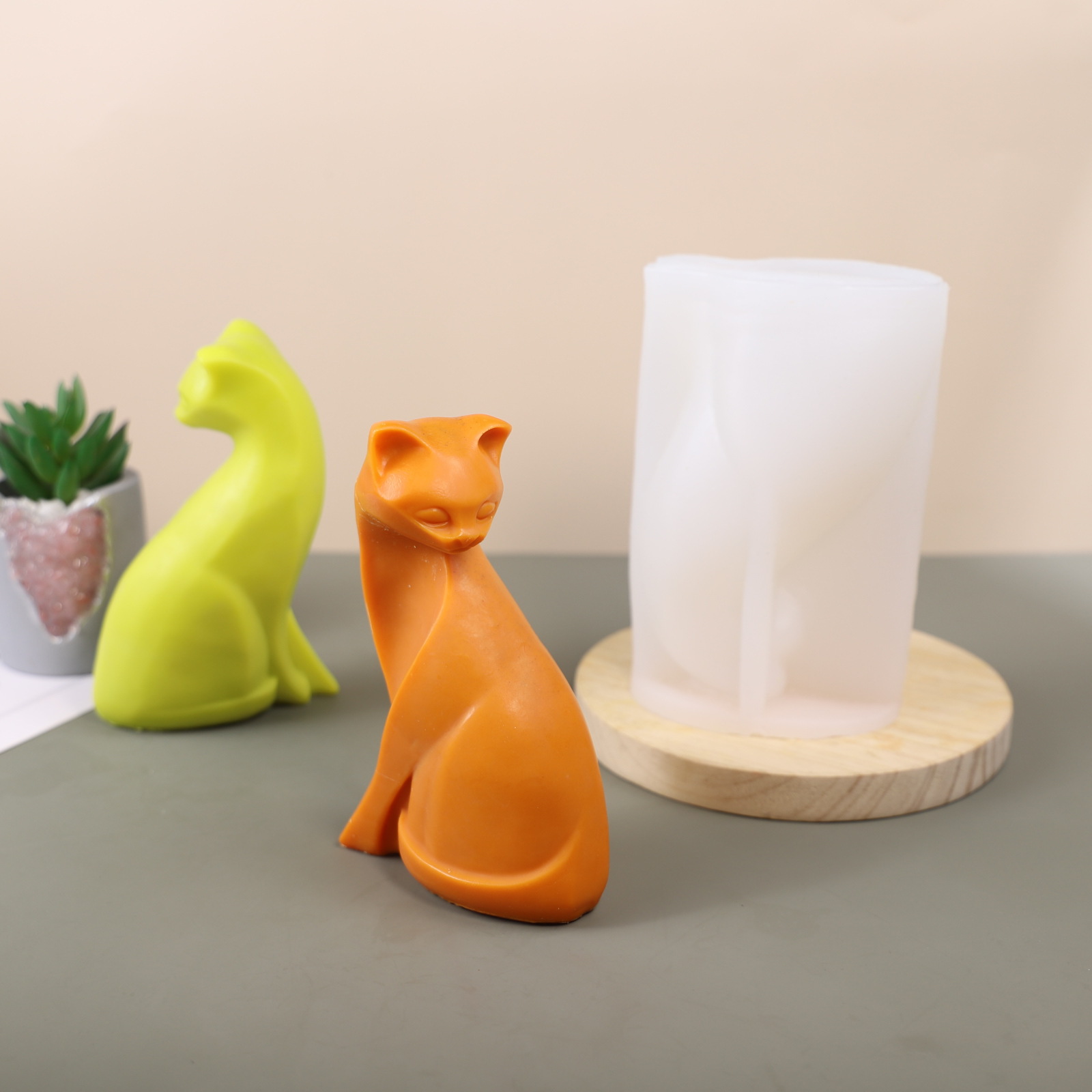 3D стерео кошачий гипс плесень DIY для дома, чтобы расширить благовония украшения ручной работы ароматерапия свечи силиконовая плесень