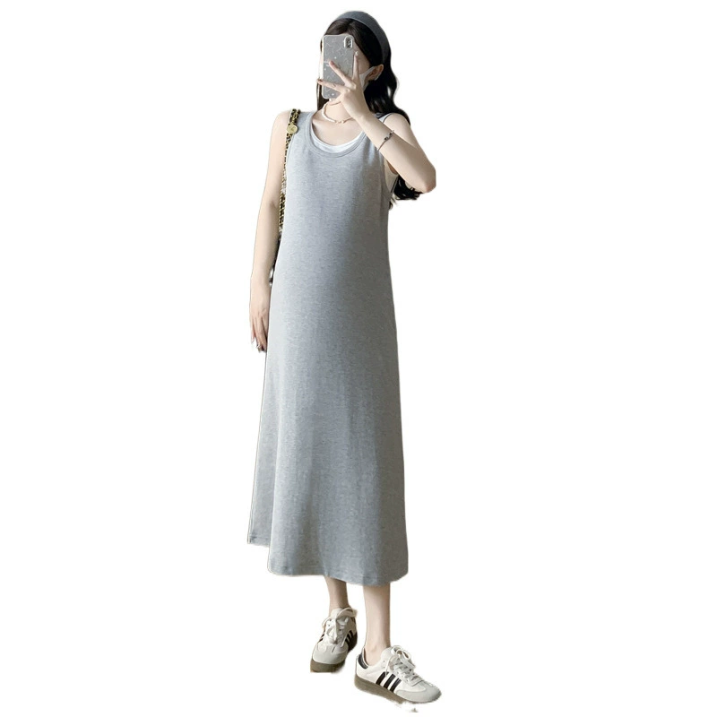 Summer clothing for pregnant for leisure, fashionable sleevless dress, Korean style, fitted