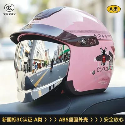and Women, All-Season Use, Anti-Fog, Warm – Motosiklet kaskı (dəbilqə) - winter-collection-pink-silver-plated-mirror-print