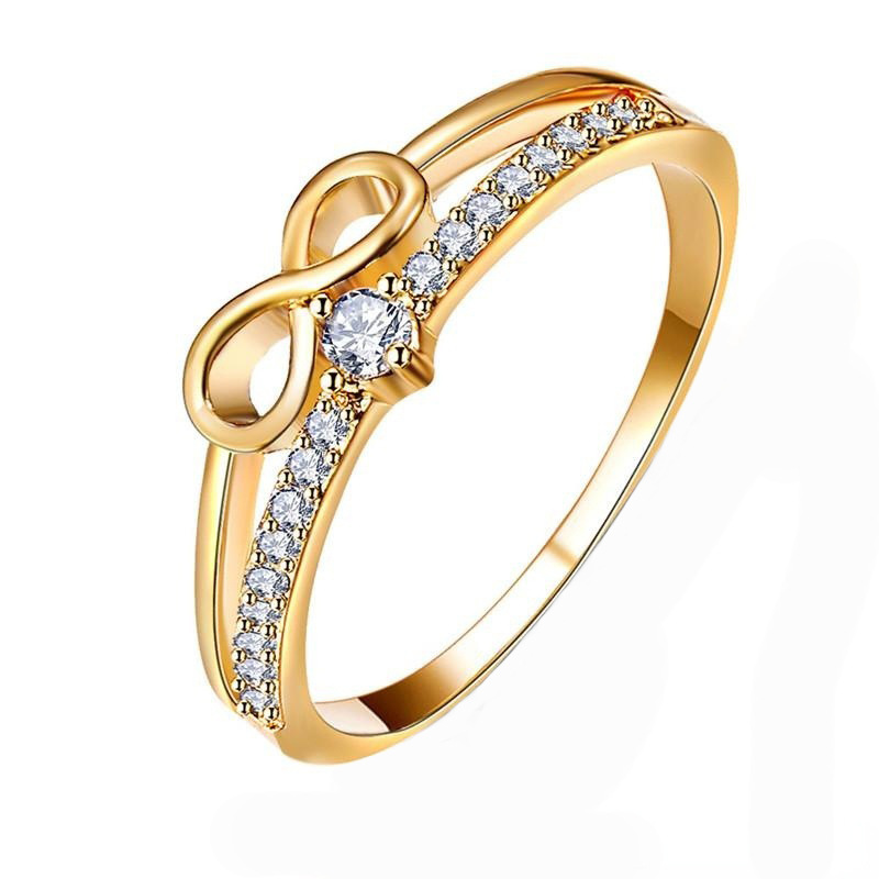 1 Piece Fashion Number Alloy Plating Hollow Out Inlay Rhinestones 14K Gold Plated Womenu0027S Rings