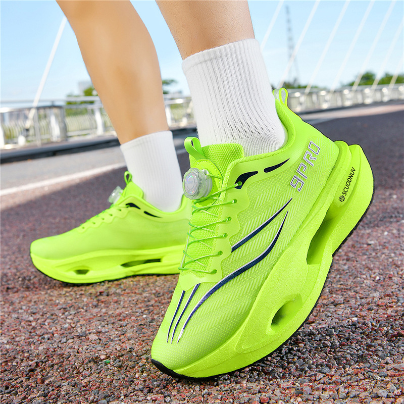 Cross-Border New Fashion Men's Shoes Youth Racing Physical Test Shoes Shock-Absorbing Double-Layer Carbon Shoes Running Shoes Women's Sports Shoes