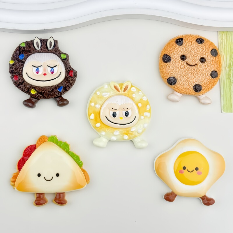 Cartoon Food Play Funny Biscuits Handmade DIY Resin Accessories Refrigerator Sticker Hairpin Brooch Shoe Buckle Pendant Decoration