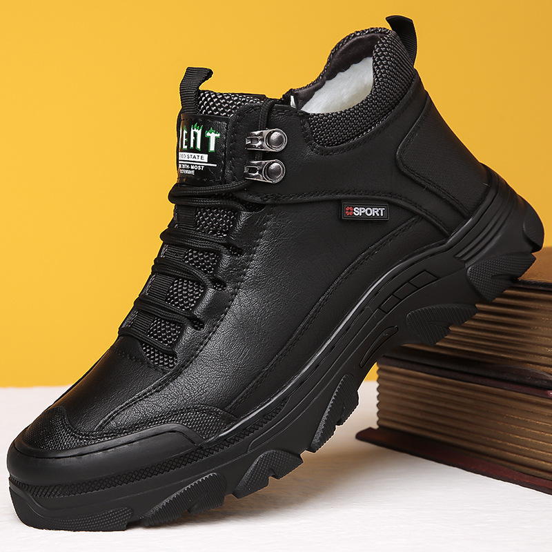 厚底青年男靴英伦风复古高帮马丁靴秋冬季新款加绒保暖防滑雪地靴