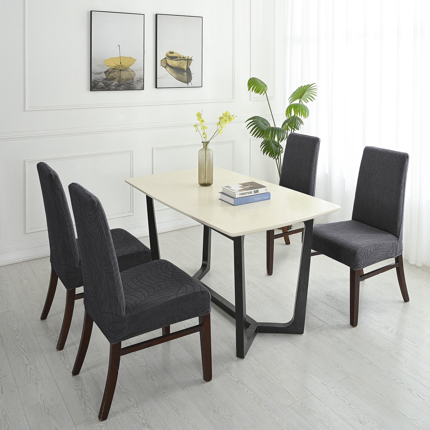 Funda de silla jacquard a prueba de salpicaduras transfronteriza, funda universal para silla de hogar, funda para media silla, funda para taburete regular