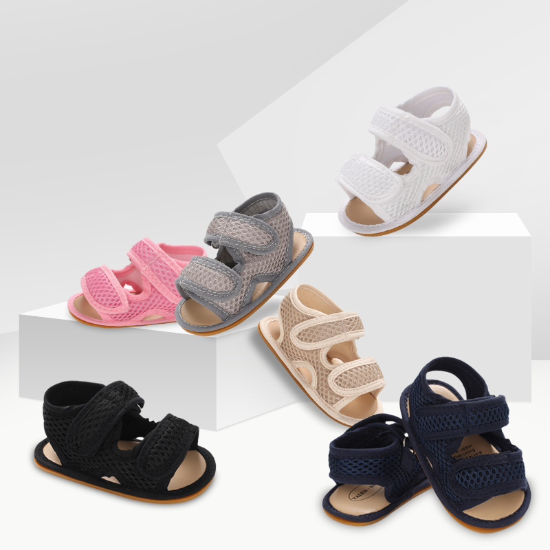 New baby sandals rubber sole toddler shoes mesh baby Summer sandals 0-1 children's casual shoes factory in stock