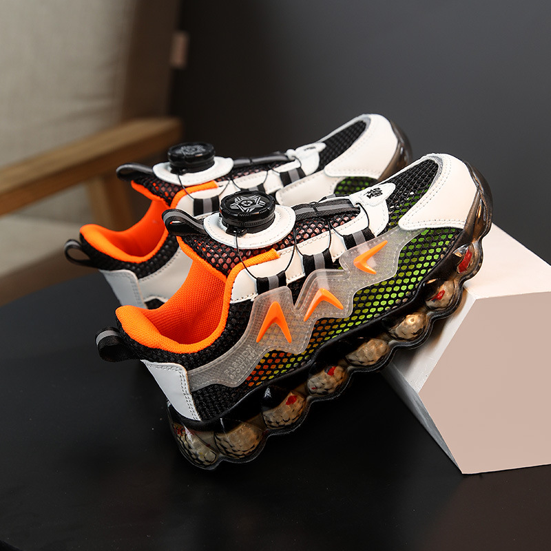 巴拉巴拉小黄鸭男童鞋子夏季新款网面透气旋转纽扣气垫运安特踏步