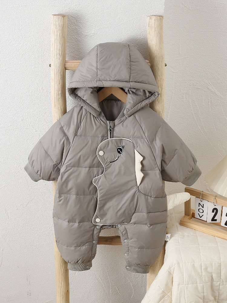 Ropa de invierno para bebés, dibujos animados con capucha, bebé masculino, plumón de pato blanco, mono cálido, recién nacido más abrigo de plumón