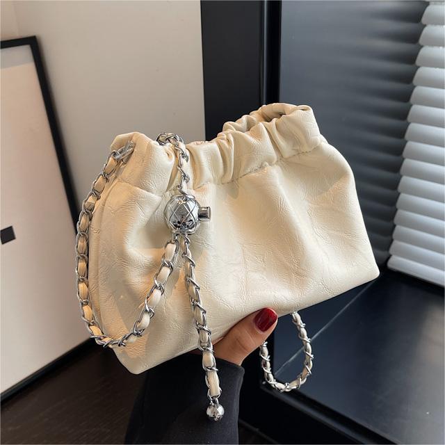 Estilo coreano moda aceite cera cuero cadena bolsa para mujeres 2023 nueva moda simple cubo bolsa nicho textura bolsa de mensajero