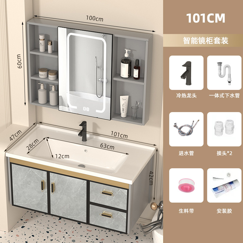 Baño de baño espacio gabinete de baño de aleación de aluminio impermeable a prueba de agua humedad lavabo resistente a la corrosión lavabo balcón cerámica