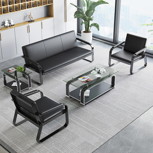 Office Sofa for Wholesale, Business Leisure Sofa, Simple Reception and Guest Office Sofa, Tri-Sofa Office Sofa Set with Coffee Table
