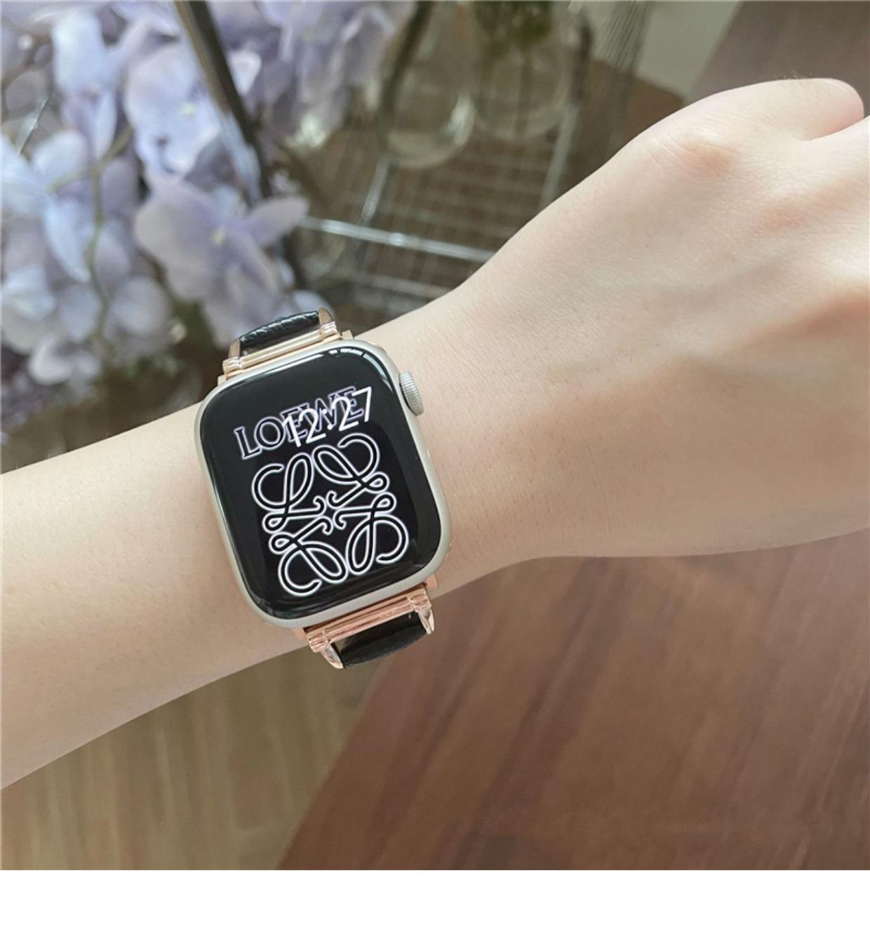 适用applewatch表带女款感皮质se苹果手表iwatchs7/6/5/4/3/2详情7