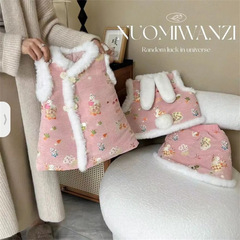 檸里 女童秋冬唐裝年服玉兔寶寶洋氣拜年服新年裝女寶寶同款上衣