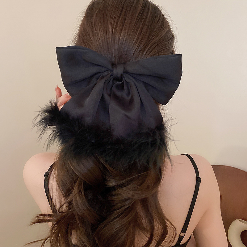 Women's Simple Style Bow Knot Alloy Cloth Feather Hair Clip display picture 5