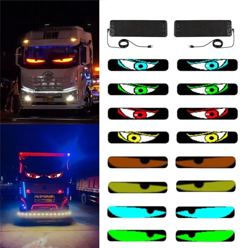 国境を越えた人気商品 トラック用ソフトスクリーン フレキシブルディスプレイ 点滅する車のライト デビルアイズ アプリ Bluetooth 車載広告スクリーン|undefined