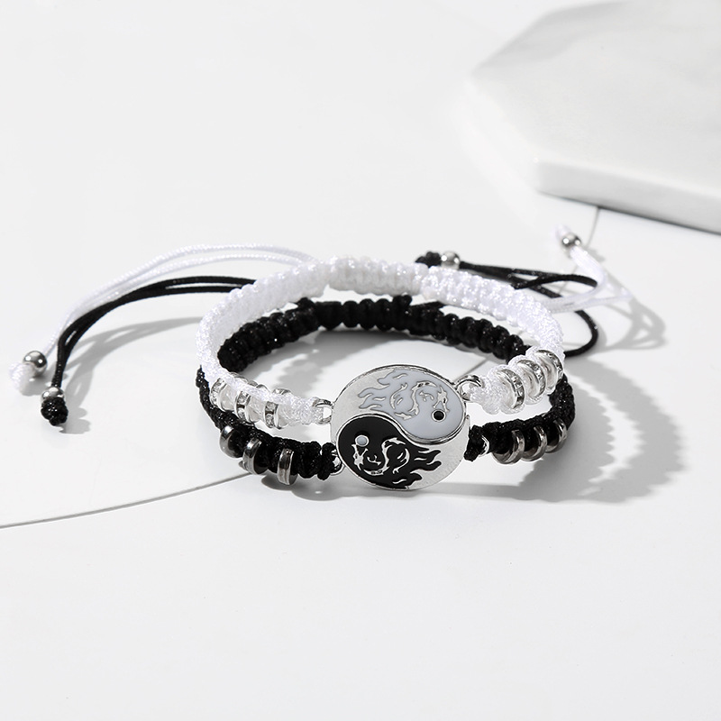 Einfacher Stil Tai Chi Drachen Legierung Emaille Flechten Paar Armbänder Halskette display picture 6