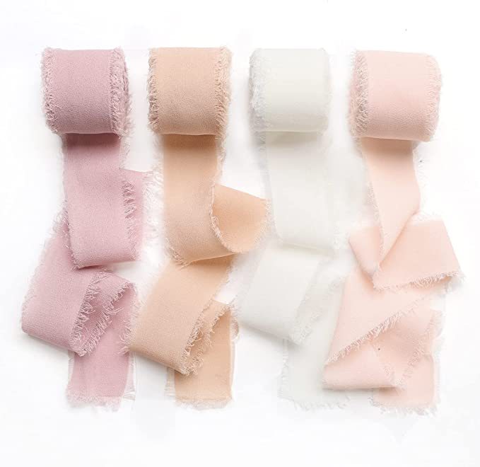 INS deshilachado gasa cinta ramo de la boda borla cinta arco decoración hilo de nieve tira de tela de seda