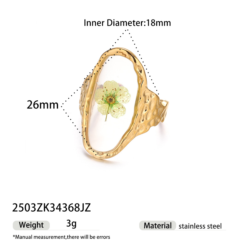 Anillo de acero inoxidable europeo y americano de Tena, acero de titanio, flores que no se desvanecen, anillos de flores, joyas, anillos abiertos transfronterizos apilados