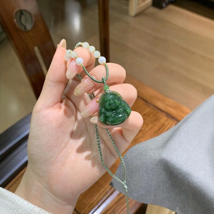 Jin Yu Tang Xinjiang Hetian jade jasper old material ice Buddha male pendant texture ice moist color rich jade moist delicate