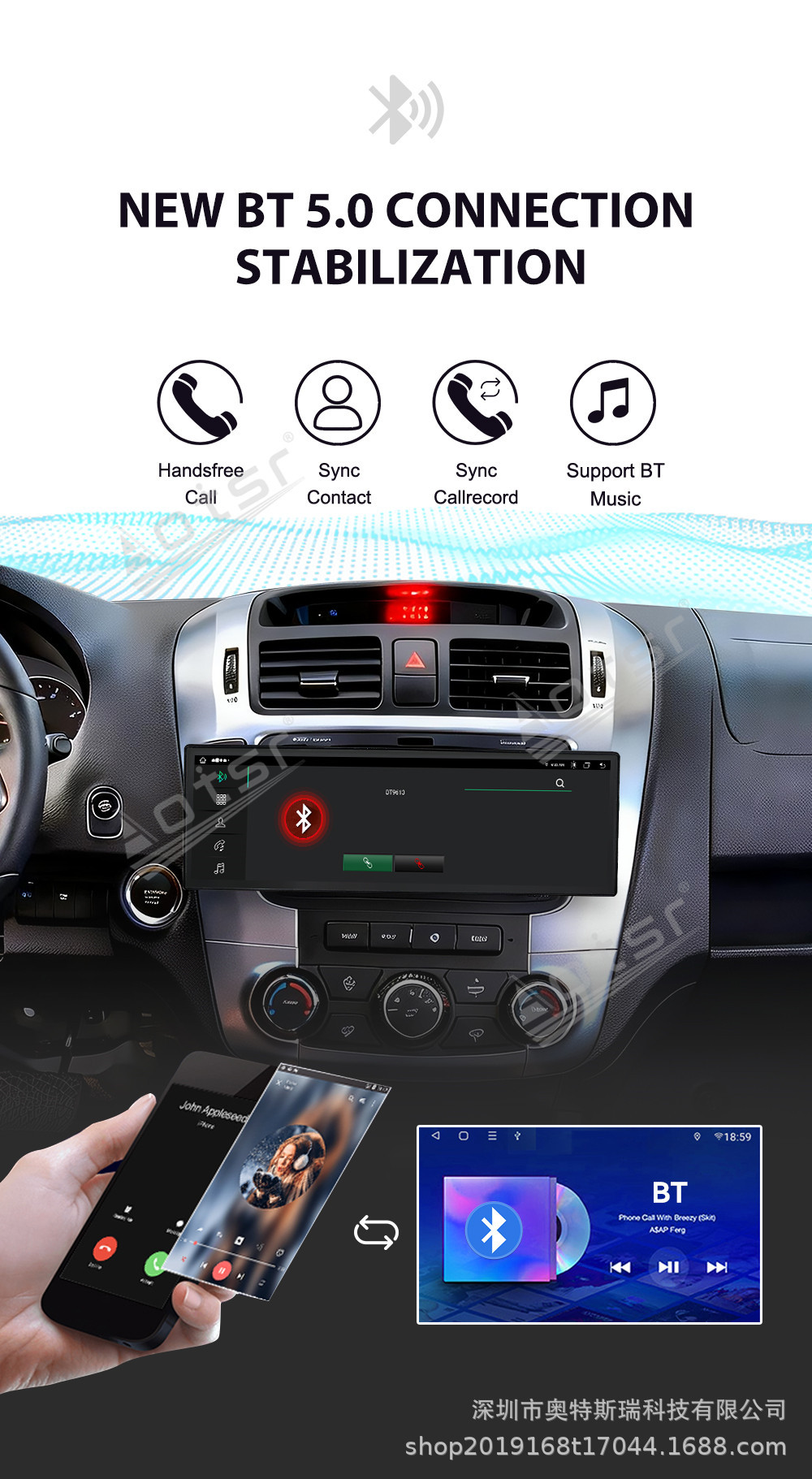 Suitable for Kia Sportage 2005-2009, this is an Android-based central control system with a large screen, CARPLAY, navigation, and integrated GPS for in-car use