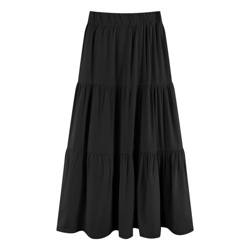 White High-Waist Tiered Cake Dress for Women - Summer Thin Version Plus Size Slimming Skirt for Plus-Size Women - Medium Length Pear Shape A-Line Skirt
