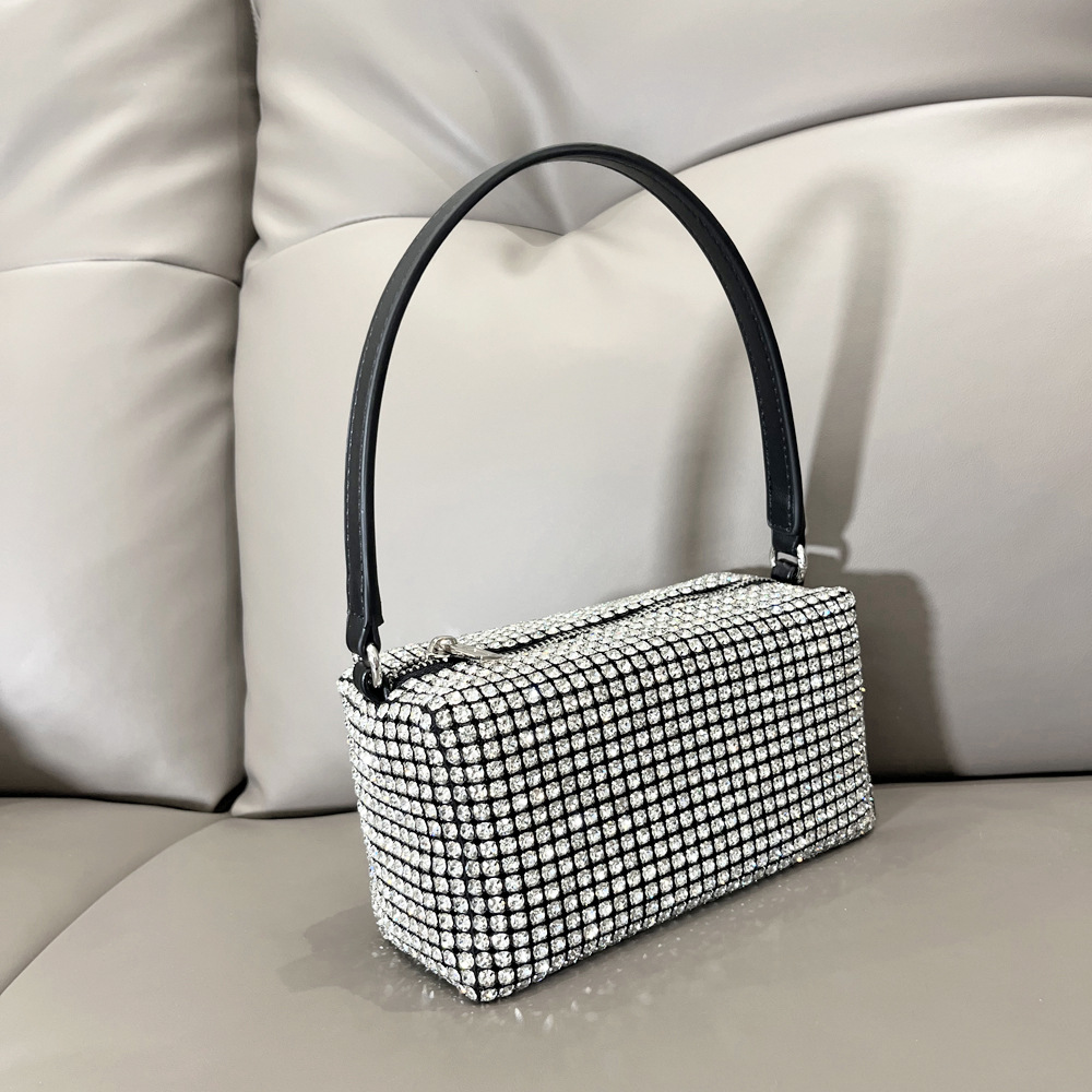 Rhinestone Top Handle Bag Sparkling Crystal Mini Shoulder Purse_voghion.com