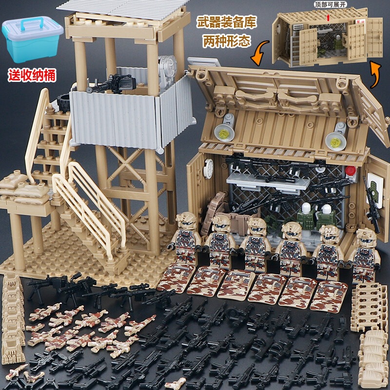 Delta Force Handsome Special Forces Container Weapon and Equipment Depot Sentinel Tower Weilong Miniature Figure Assembly Toy Delta Force Handsome Special Forces Container Weapon and Equipment Depot Sentinel Tower Weilong Miniature Figure Assembly Toy