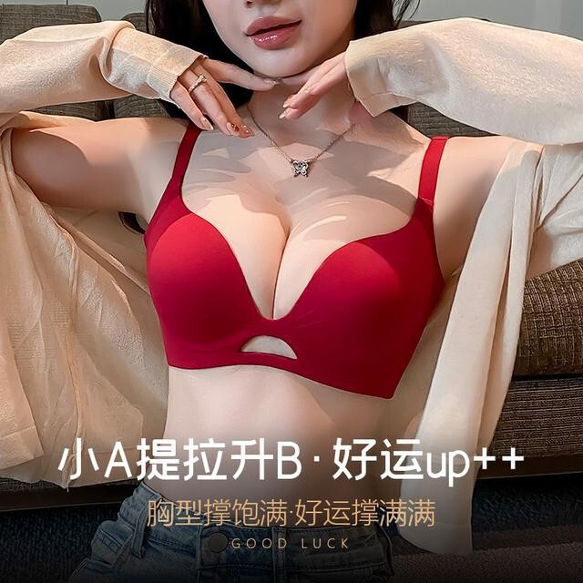 Buy One Get One Free Small Bust Push-Up Bra for Women Without Underwire, Anti-Sagging, Side Breast Collection, European Style, Coffee Color