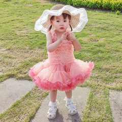 女童寶寶夏連衣tutu裙公主蓬蓬紗蛋糕裙禮服周歲生日禮物洋氣