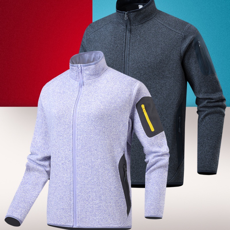 [Sports Partner] Spring and Autumn Couple Outdoor Sports Stand Collar Men's Cardigan Fleece Sweatshirt Jacket Zipper Shirt Men