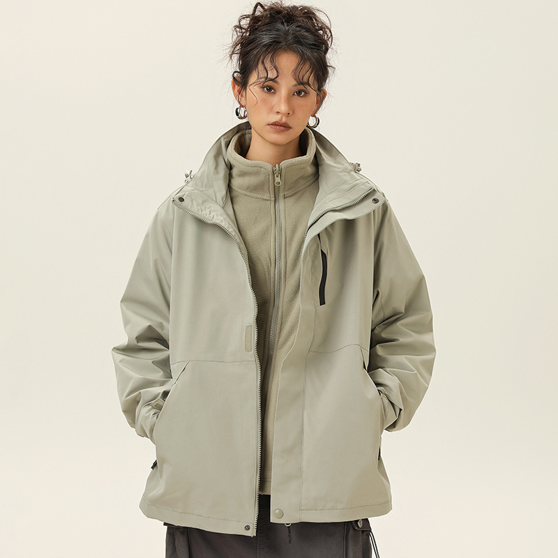 NASA玫瑰红冲锋夹克男女春秋季2025新款户外三合一登山衣服外套男|undefined