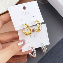 韩国金属风碎银耳圈小众银针耳环2025年新款耳坠高级感气质女耳饰