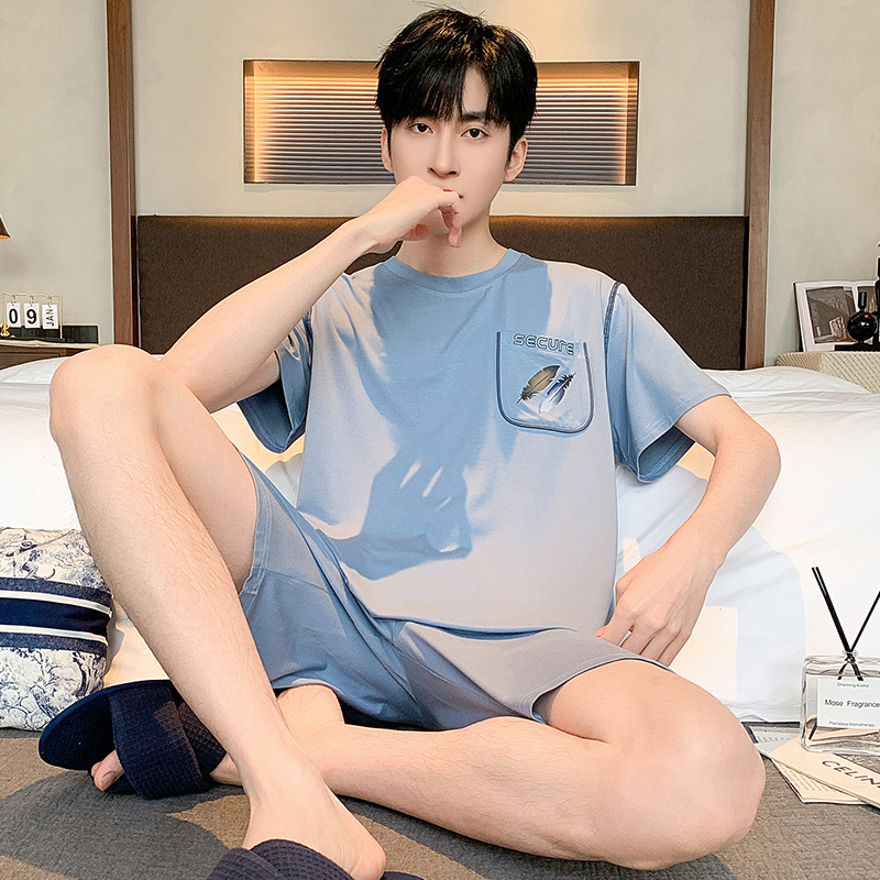 Pijamas para hombres 2024 nuevo modelo de verano pantalones cortos de mangas cortas delgados de verano grande conjunto de ropa casera casual