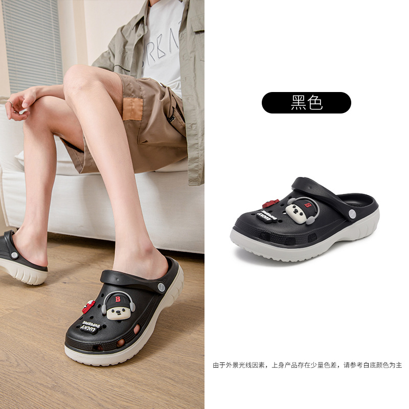 2025 nuevo estilo para hombres y mujeres pisando la mierda, zapatos con agujeros de verano, uso externo, sandalias y zapatillas de Baotou para estudiantes de suela suave antideslizante