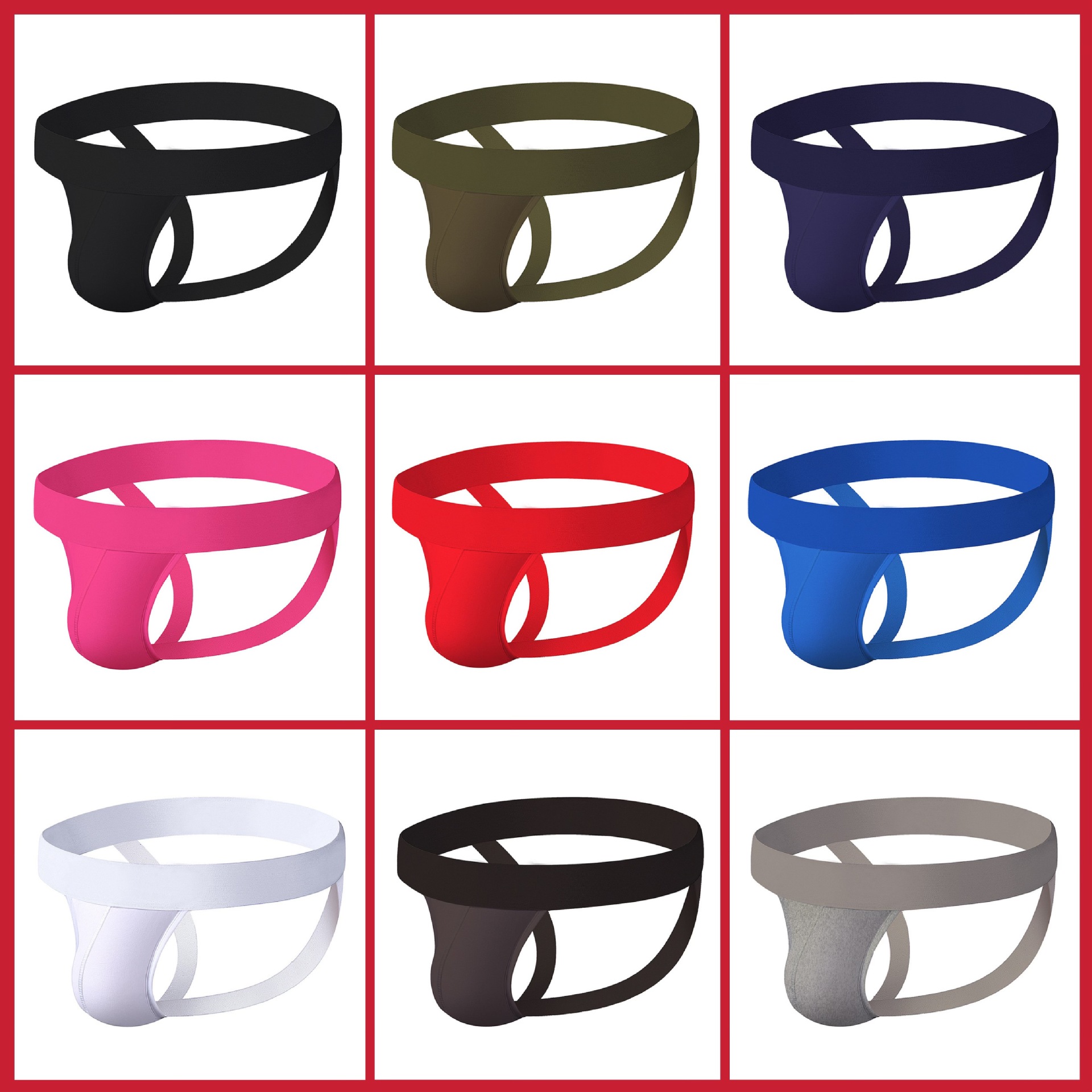 Cross-Border Tongbiao Pure Color Thong Men's Sexy and Interesting Cut Out Buttocks-Free Breathable Cotton T-Shaped Underwear Gay