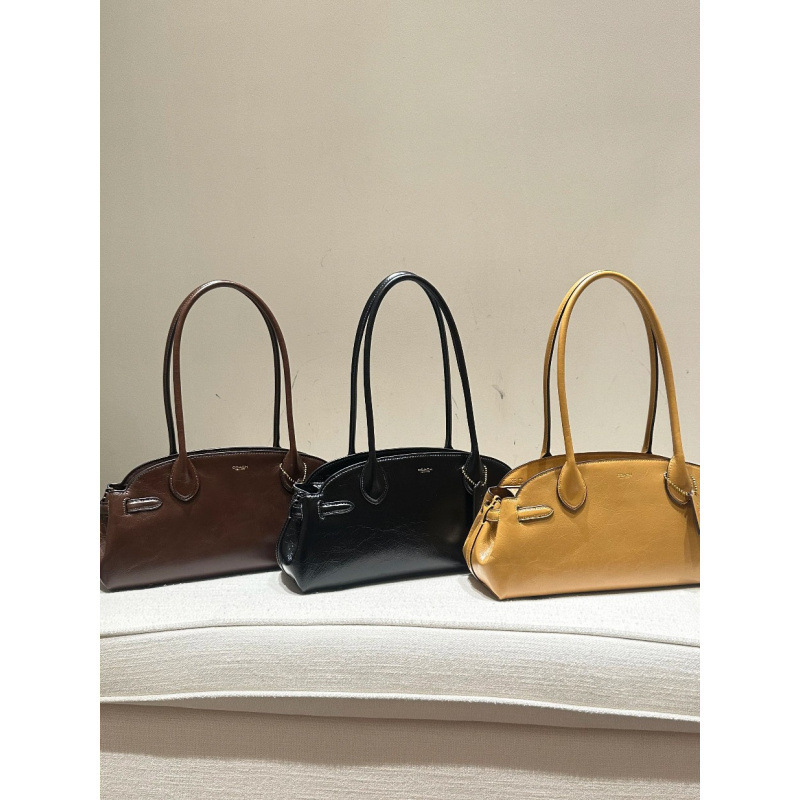 2025 New Empire Carryall 34 High-Quality Oil Wax Leather Baguette Armpit Bag Shoulder Handbag