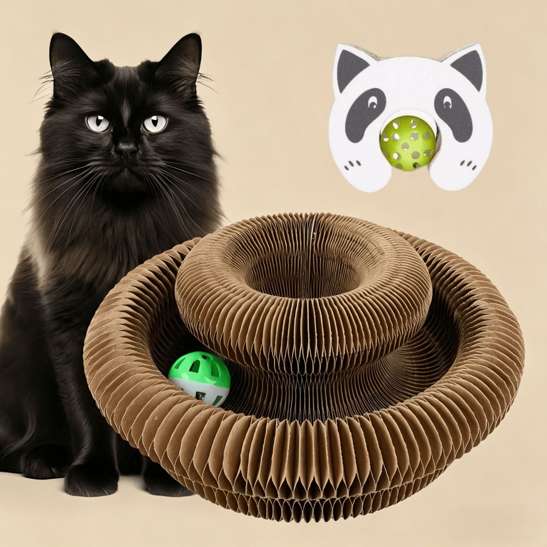 Órgano mágico para gatos agarrar tablero juguete para gatos auto-hi alivio de aburrimiento con campana papel corrugado resistente al agarramiento plegable juguete para gatos