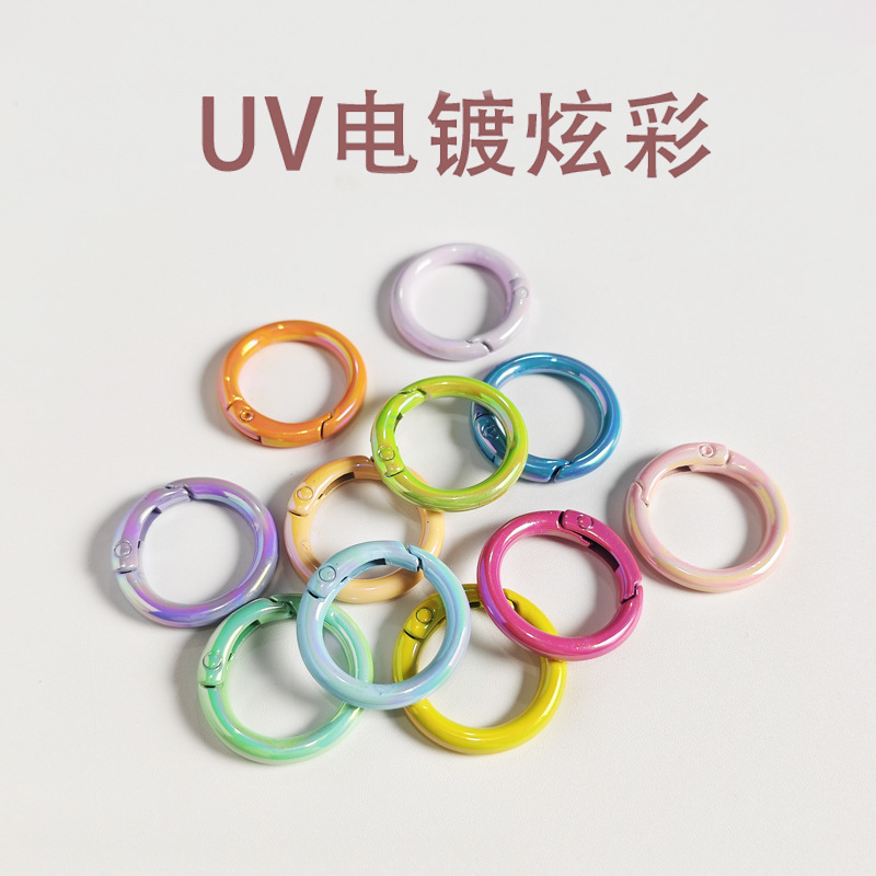 UV plating color spring buckle AB color Mabei spring ring diy jewelry accessories alloy round connection key chain UV plating color spring buckle AB color Mabei spring ring diy jewelry accessories alloy round connection key chain